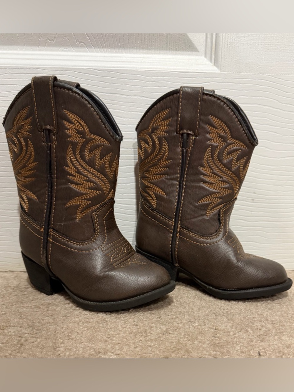 Kids Brown Western Cowboy Boots - Classic Embroidered Style